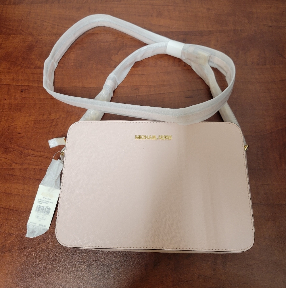 NWT Michael Kors | Jet Set Crossbody Powder Blush Adjustable Strap - Picture 7 of 13